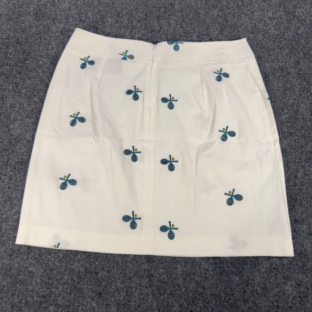 Willi Smith Womens White Embroidered Tennis Racquet Mini Skirt Size 6 - Picture 3 of 8